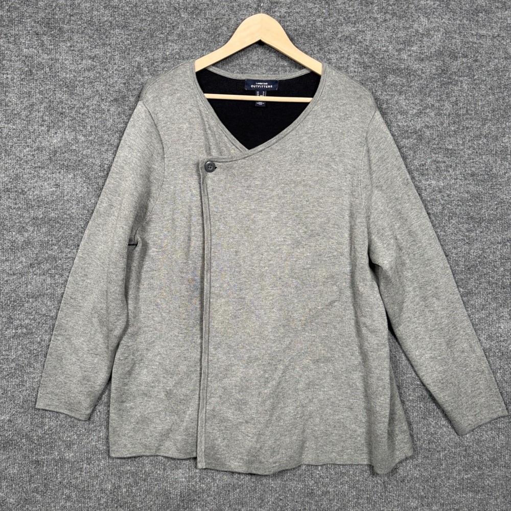 Lands End Womens Plus Size 1X Cardigan Jacket Wrap‎ Office Layering Minimalist